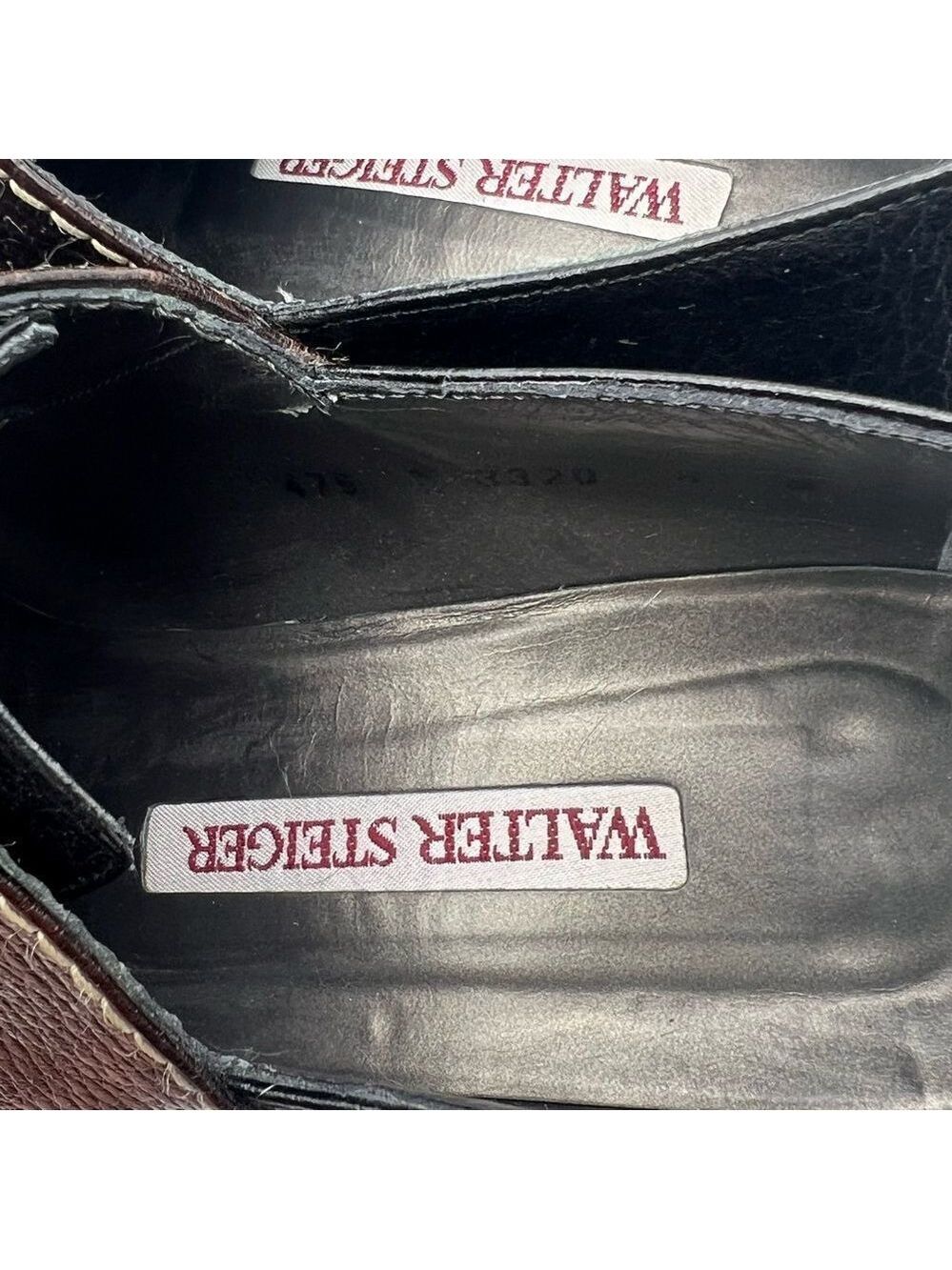 Walter Steiger Dark Brown with cream stitching Vintage Lace Up Loafers size 8 - Picture 4 of 11